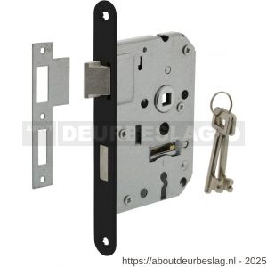 Intersteel Living 9547 woningbouw klavier dag- en nachtslot 55 mm voorplaat afgerond zwart gelakt 20x174 doorn 50 mm met sluitplaat en 2 sleutels - R26008917 - afbeelding 3