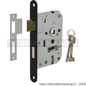 Intersteel Living 9547 woningbouw klavier dag- en nachtslot 55 mm voorplaat afgerond zwart gelakt 20x174 doorn 50 mm met sluitplaat en 2 sleutels - R26008917 - afbeelding 1