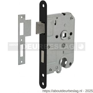 Intersteel Living 9547 woningbouw cilinder dag- en nachtslot 55 mm voorplaat afgerond zwart gelakt 20x174 doorn 50 mm met sluitplaat  - R26008918 - afbeelding 1