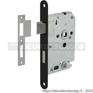 Intersteel Living 9547 woningbouw badkamer-toilet slot 63/8 mm voorplaat afgerond zwart gelakt 20x174 doorn 50 mm met sluitplaat - R26008919 - afbeelding 1