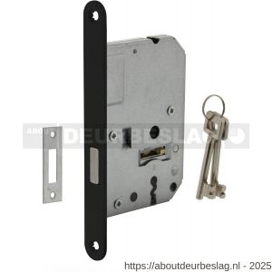 Intersteel Living 9548 woningbouw klavier kastslot 55 mm voorplaat afgerond zwart gelakt 20x175 doorn 50 mm met sluitplaat en 2 sleutels  - R26008920 - afbeelding 1