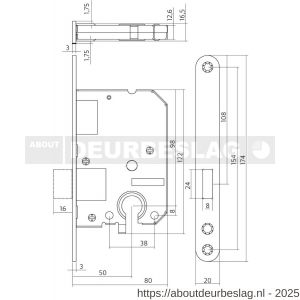 Intersteel Living 9548 woningbouw cilinder kastslot 55 mm voorplaat afgerond zwart gelakt 20x174 doorn 50 mm met sluitplaat  - R26008921 - afbeelding 2