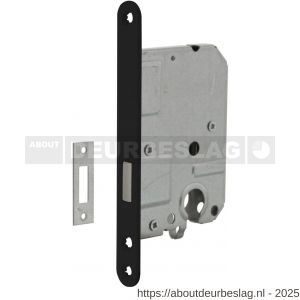 Intersteel Living 9548 woningbouw cilinder kastslot 55 mm voorplaat afgerond zwart gelakt 20x174 doorn 50 mm met sluitplaat  - R26008921 - afbeelding 1
