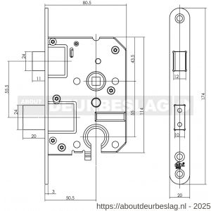 Intersteel Essentials 9550 SKG1 veiligheidscilinderslot 55 mm RVS voorplaat afgerond 20x174 - R26008922 - afbeelding 2
