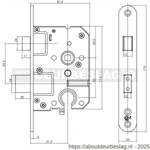 Intersteel Essentials 9551 SKG2 veiligheidscilinderslot 55 mm RVS voorplaat afgerond 25x174  - R26008923 - afbeelding 2
