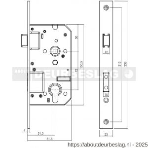 Intersteel Essentials 9554 SKG2 veiligheidscilinderslot 72 mm RVS voorplaat rechthoekig 25x238 mm  - R26008926 - afbeelding 2