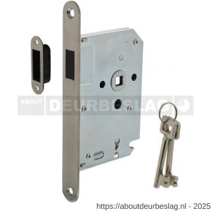 Intersteel Essentials 9570 woningbouw magneet klavier dag- en nachtslot 55 mm voorplaat afgerond RVS 20x174 mm doorn 50 mm met sluitplaat-kom en 2 sleutels  - R26008928 - afbeelding 1