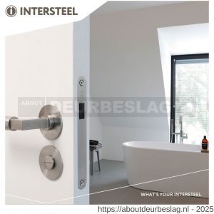 Intersteel Essentials 9570 woningbouw magneet badkamer-toilet slot 63/8 mm voorplaat afgerond RVS 20x174 mm doorn 50 mm met sluitplaat-kom  - R26008930 - afbeelding 4