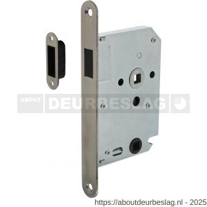 Intersteel Essentials 9570 woningbouw magneet badkamer-toilet slot 63/8 mm voorplaat afgerond RVS 20x174 mm doorn 50 mm met sluitplaat-kom  - R26008930 - afbeelding 1