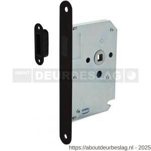 Intersteel Essentials 9572 woningbouw magneet loopslot voorplaat afgerond zwart 20x174 mm doorn 50 mm met sluitplaat-kom  - R26008935 - afbeelding 1