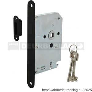 Intersteel Essentials 9572 woningbouw magneet klavier dag- en nachtslot 55 mm voorplaat afgerond zwart 20x174 mm doorn 50 mm met sluitplaat-kom en 2 sleutels  - R26008936 - afbeelding 1
