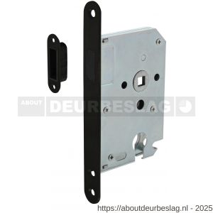 Intersteel Essentials 9572 woningbouw magneet cilinder dag- en nachtslot 55 mm voorplaat afgerond zwart 20x174 mm doorn 50 mm met sluitplaat-kom  - R26008937 - afbeelding 1