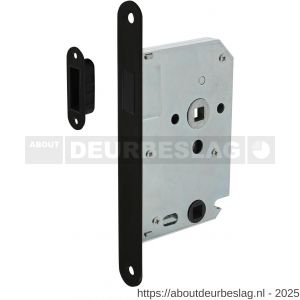 Intersteel Essentials 9572 woningbouw magneet badkamer-toilet slot 63/8 mm voorplaat afgerond zwart 20x174 mm doorn 50 mm met sluitplaat-kom  - R26008938 - afbeelding 1