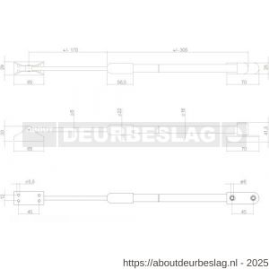 Intersteel Essentials 5671 telescopische uitzetter voor buitendraaiend raam zwaar 380 mm grijs - R26003839 - afbeelding 2