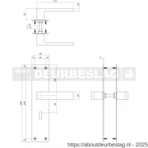 Intersteel Living 0571 deurkruk Amsterdam met schild rechthoekig 250x55x2 mm sleutelgat 56 mm structuur zwart - R26008201 - afbeelding 2