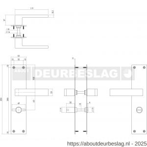 Intersteel Living 0571 deurkruk Amsterdam met schild rechthoekig 250x55x2 mm WC 63/8 mm structuur zwart - R26008205 - afbeelding 3