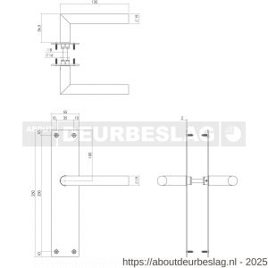 Intersteel Living 0583 deurkruk Jura met schild rechthoekig 250x55x2 mm blind structuur zwart - R26008207 - afbeelding 2