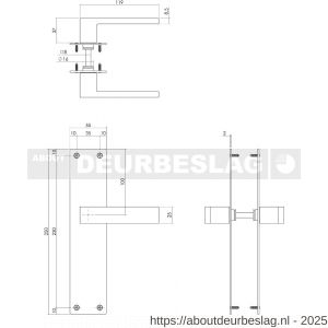Intersteel Essentials 0571 deurkruk Amsterdam met schild rechthoekig 250x55x2 mm blind RVS - R26008392 - afbeelding 2