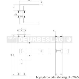 Intersteel Essentials 0571 deurkruk Amsterdam met schild rechthoekig 250x55x2 mm sleutelgat 56 mm RVS - R26008393 - afbeelding 2