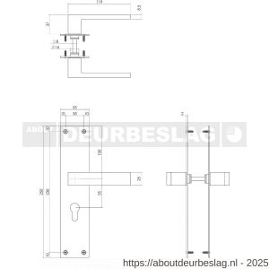Intersteel Essentials 0571 deurkruk Amsterdam met schild rechthoekig 250x55x2 mm profielcilindergat 55 mm RVS - R26008395 - afbeelding 2