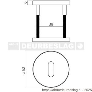 Intersteel Essentials 1020 sleutelrozetten diameter 52x6 mm messsing mat - R26010975 - afbeelding 2
