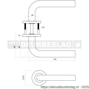 Intersteel Essentials 1022 deurkruk Q 02 op rozet verdekt diameter 52x6 mm PVD messing mat - R26010955 - afbeelding 2
