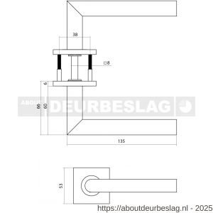 Intersteel Essentials 1034 deurkruk Q 04 op rozet verdekt 53x53x6 mm PVD messing mat - R26010965 - afbeelding 2