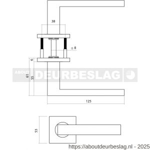 Intersteel Essentials 1035 deurkruk Q 05 op rozet verdekt 53x53x6 mm PVD messing mat - R26010970 - afbeelding 2