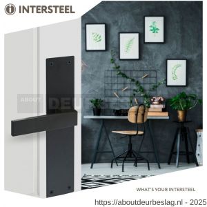 Intersteel Living 0571 deurkruk Amsterdam met schild rechthoekig 250x55x2 mm blind structuur zwart - R26008200 - afbeelding 3