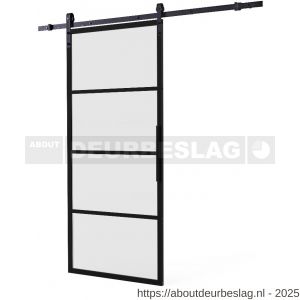 Intersteel Living 4915 DIY schuifdeur Cubo zwart met mat glas 980x2150x28 mm en zwart ophangsysteem Basic - R26009960 - afbeelding 3