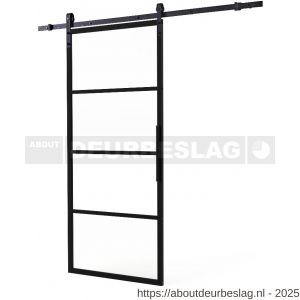 Intersteel Living 4911 DIY schuifdeur Cubo zwart met transparant glas 980x2350x28 mm et zwart ophangsysteem Basic - R26009958 - afbeelding 6