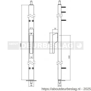Intersteel Essentials 1422R deurespagnolet niet afsluitbaar rechts 2200 mm aluminium - R26006626 - afbeelding 2
