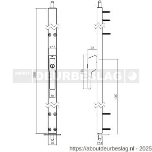 Intersteel Essentials 1424L deurespagnolet SKG2 afsluitbaar links 2200 mm met uitwisselbare cilinder kleur 9010 wit - R26006657 - afbeelding 2