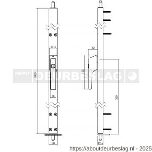 Intersteel Essentials 1428R raamespagnolet SKG2 afsluitbaar rechts 1800 mm met uitwisselbare cilinder - R26006676 - afbeelding 2