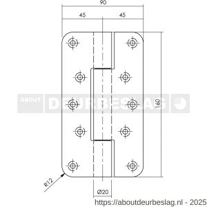 P+E 5681 projectscharnier CE hout-hout 160 mm RVS geborsteld - Y26500121 - afbeelding 2