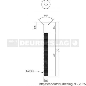 P+E 87M4 inbusbout M4x70 mm verzonken kop RVS geborsteld - Y26500098 - afbeelding 2