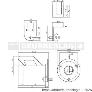 P+E 0782 deurvastzetter wandmontage RVS geborsteld - R26500003 - afbeelding 2
