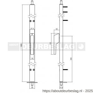 P+E 1426 espagnolet voor ramen niet afsluitbaar 180 cm rechtsdraaiend aluminium F1 - Y26500039 - afbeelding 2