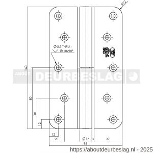 P+E 5641 kogelstift paumelle SKG3 hout-hout 160 mm DIN rechts RVS geborsteld - Y26500117 - afbeelding 2