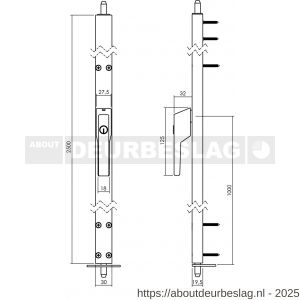 P+E 1424 veiligheidsespagnolet voor deuren afsluitbaar SKG2 250 cm rechtsdraaiend aluminium F1 - Y26500007 - afbeelding 2
