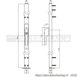 P+E 1428 veiligheidsespagnolet voor ramen afsluitbaar SKG2 150 cm linksdraaiend aluminium F1 - Y26500012 - afbeelding 2