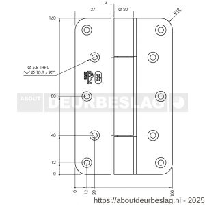 P+E 5681 projectscharnier SKG3 hout-hout 160 mm RVS geborsteld - Y26500120 - afbeelding 2
