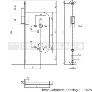 P+E 1640 loopslot DIN rechts-links met RVS geborstelde voorplaat 235x20 mm - Y26500112 - afbeelding 2