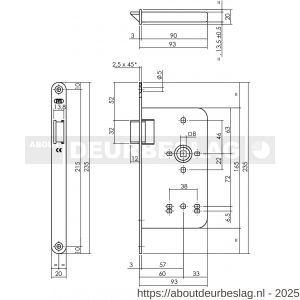 P+E 4540 loopslot DIN links met RVS geborstelde voorplaat 235x20 mm - Y26500069 - afbeelding 2