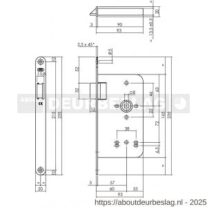 P+E 4540 loopslot DIN rechts met RVS geborstelde voorplaat 235x20 mm - Y26500070 - afbeelding 2