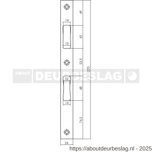 P+E 6021 sluitplaat voor projectsloten met dag- en nachtschoot 270x24 mm RVS geborsteld - Y26500123 - afbeelding 2