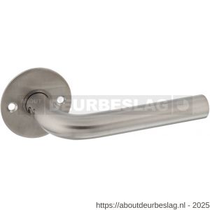 P+E 8115 gatdeel deurkruk L-model op ronde rozet 8 mm stift RVS geborsteld - Y26500078 - afbeelding 1