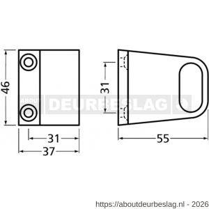 Hermeta 1030 garderobebuis steun eind Gardelux 1 type 1 naturel - R20101856 - afbeelding 2