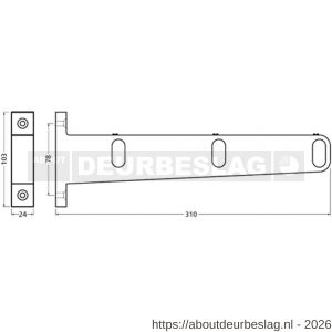 Hermeta 1112 garderobebuis steun midden Gardelux 1 type 7A naturel - R20100486 - afbeelding 2
