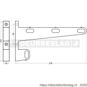 Hermeta 1142 garderobebuis steun midden Gardelux 1 type 13 naturel - R20101878 - afbeelding 2